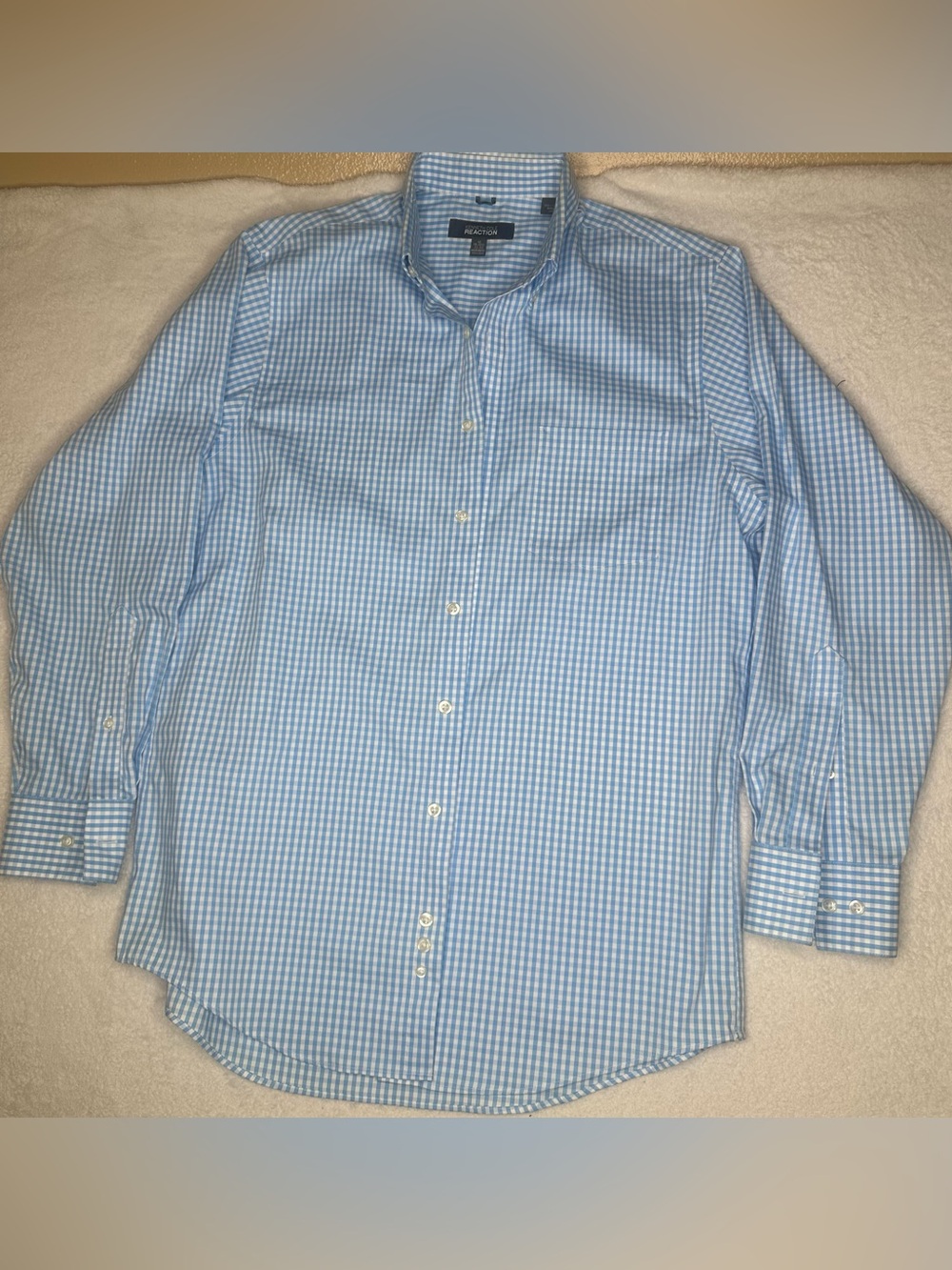 Kenneth Cole Light Blue & White Gingham Button-Down Shirt